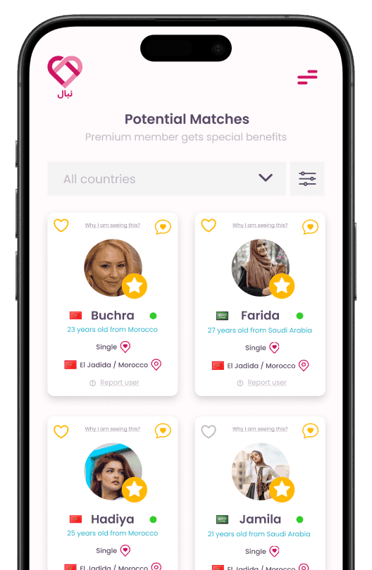 Mizwaj app showing a list of potential matches